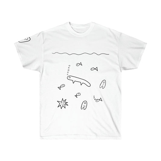 The Schwurbert Under the Sea T-Shirt from schwurbert.store in white from the Front