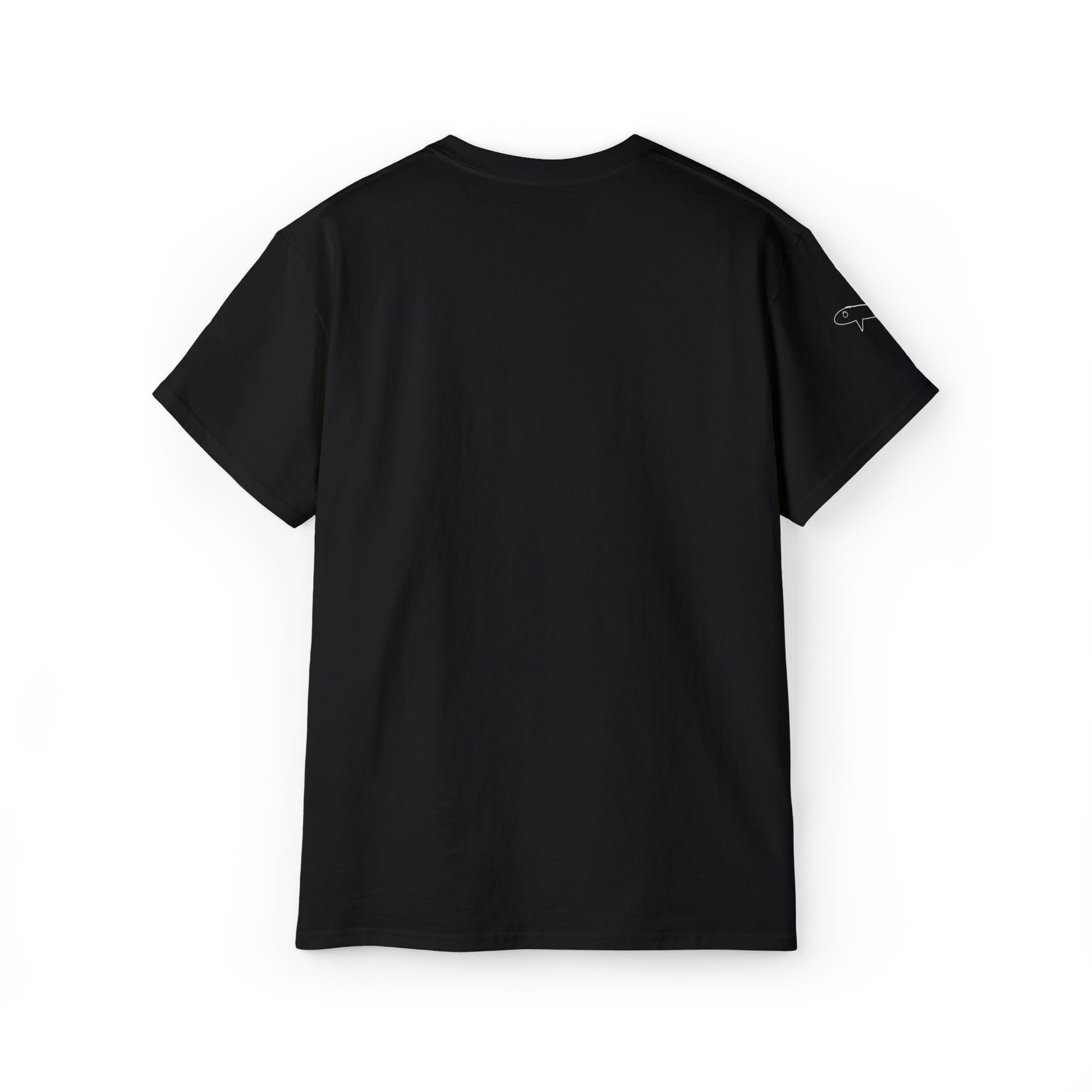 The Vibes Tee in black from Schwurbert.Store from the back.