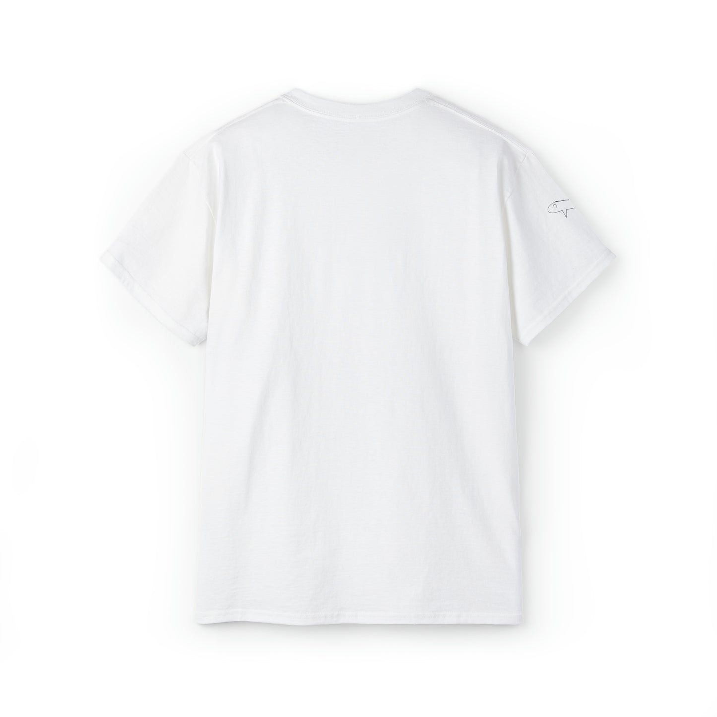 The Vibes Tee in white from Schwurbert.Store from the back.