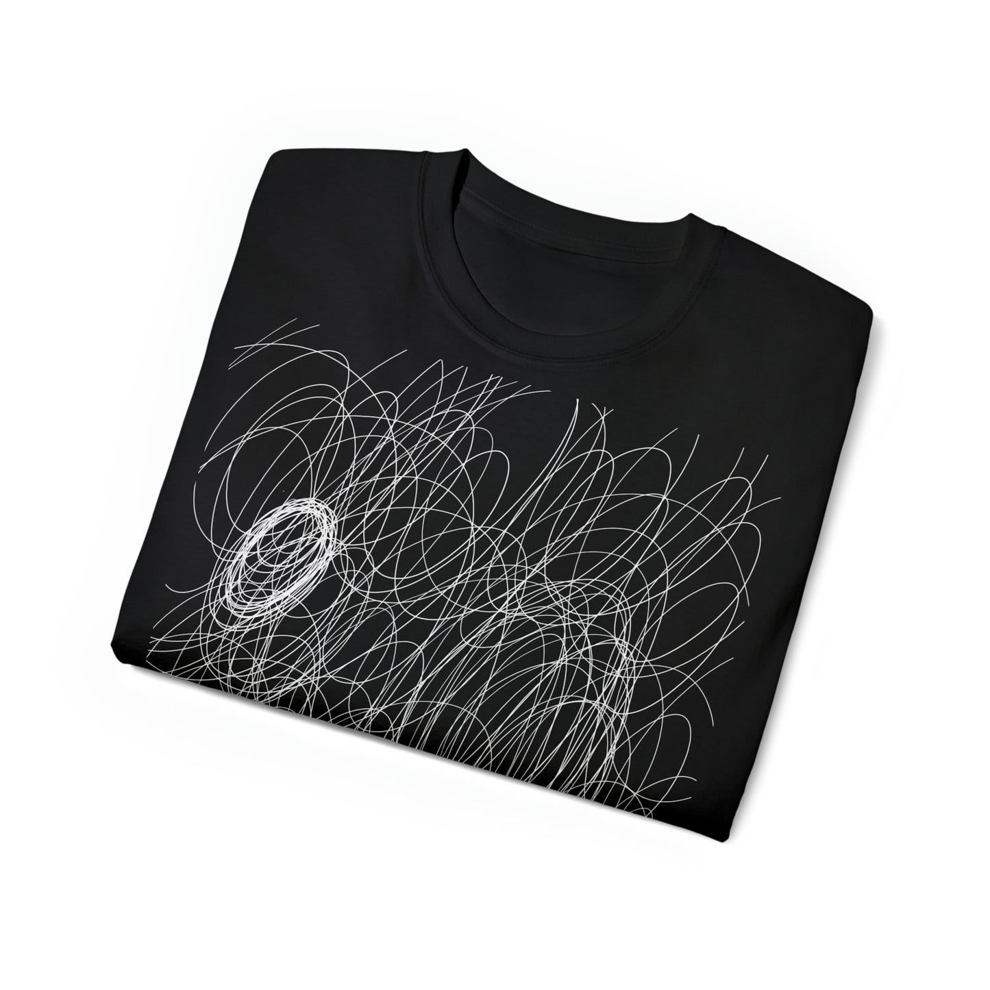 The Vibes Tee in black from Schwurbert.Store from the front folded.